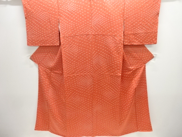 絞り斜め格子模様織り出し小紋着物